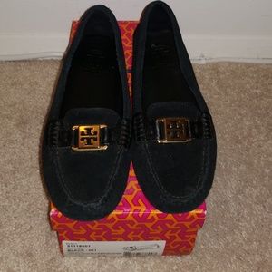 Tory Burch Kendrick Black Suede Driving Moccasin